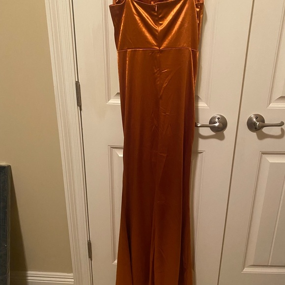 Burnt Orange Ruched Bustier Cocktail Dress-Size S - Picture 3 of 4